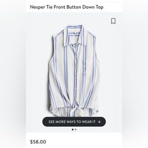 beachlunchlounge Tie Front Button Down Top